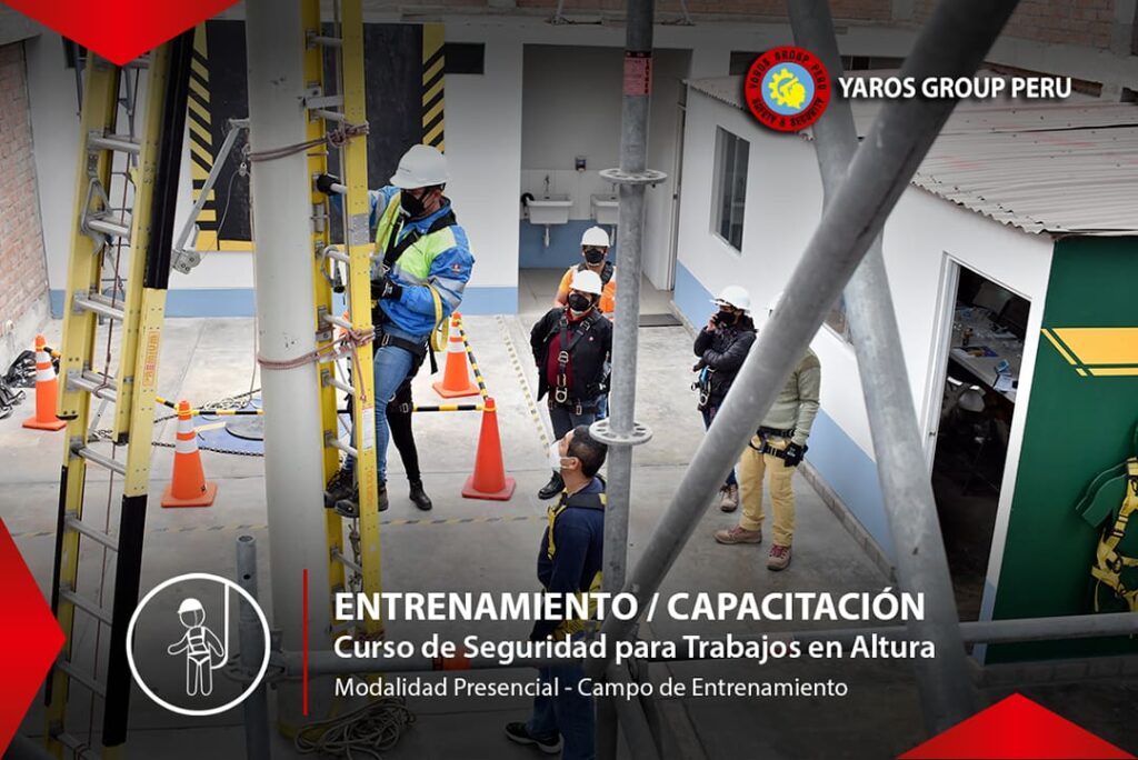 Participantes realizando ejercicios de seguridad para trabajos en altura