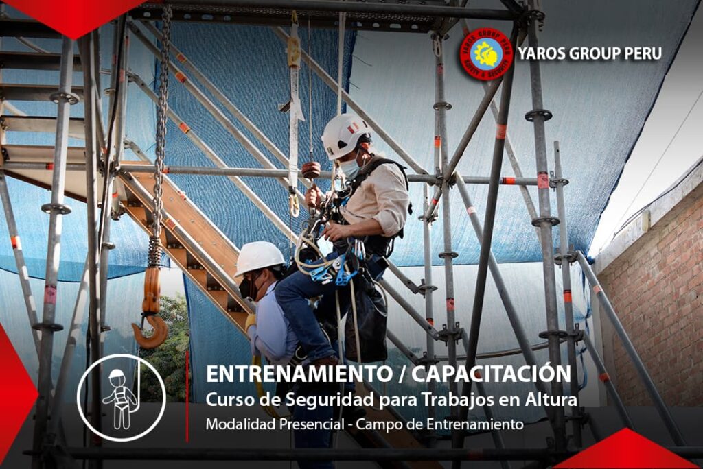 Trabajadores realizando capacitación práctica en una estructura de andamios