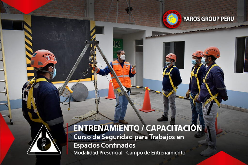 Capacitación práctica sobre seguridad y prevención de riesgos en espacios confinados.